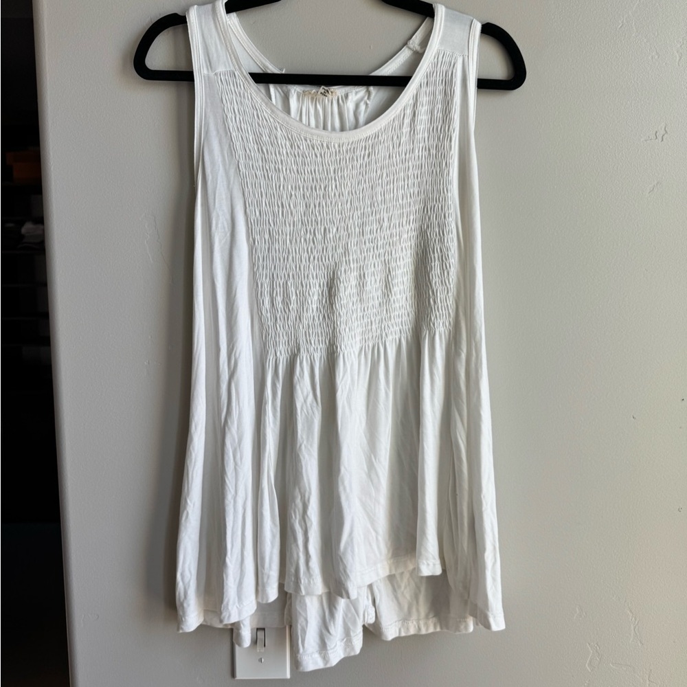 POL Boho White Sleeveless Flowy Babydoll Top Coastal Cowgirl M - Picture 1 of 4
